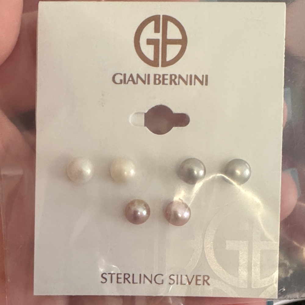 Giani Bernini Sterling Silver Pearl Trio Earrings